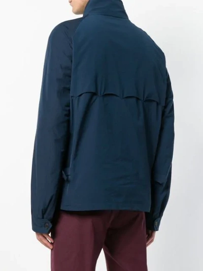 Shop Engineered Garments Mock Neck Zip Front Jacket In Blue