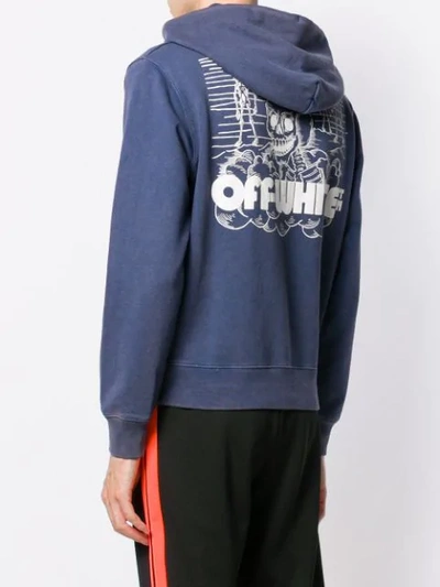 Shop Off-white Logo Print Hoodie In Blue