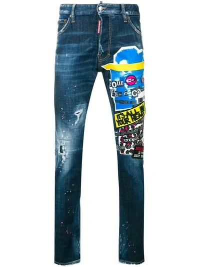 Shop Dsquared2 Mid Rise Skinny Jeans In Blue
