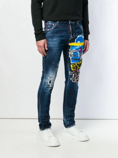 Shop Dsquared2 Mid Rise Skinny Jeans In Blue