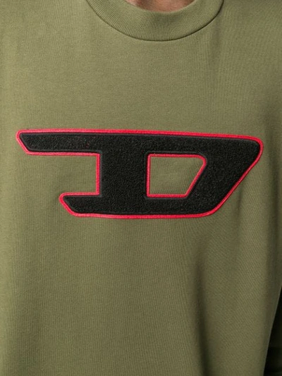 Shop Diesel Fleece Sweatshirt With Patches In Green