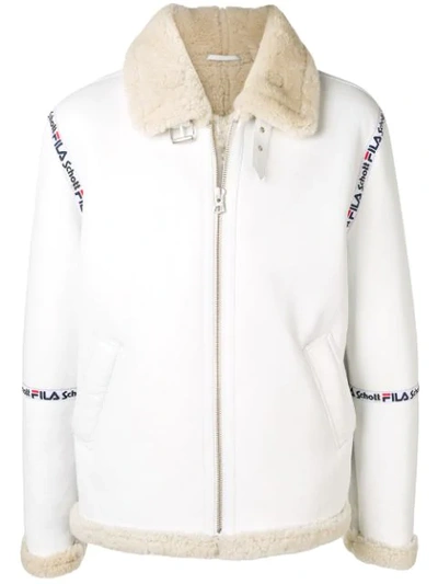 Shop Fila Schott Nyc Melvin Sherpa Jacket In White