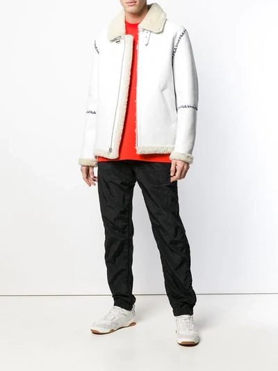 Shop Fila Schott Nyc Melvin Sherpa Jacket In White