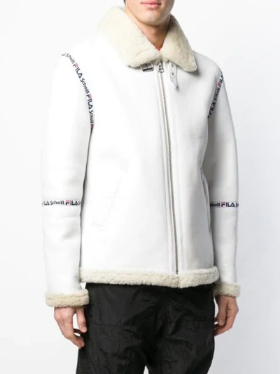 Shop Fila Schott Nyc Melvin Sherpa Jacket In White