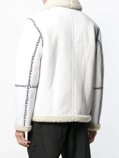 Shop Fila Schott Nyc Melvin Sherpa Jacket In White