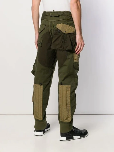 Shop Dsquared2 Tapered Cargo Trousers In Green