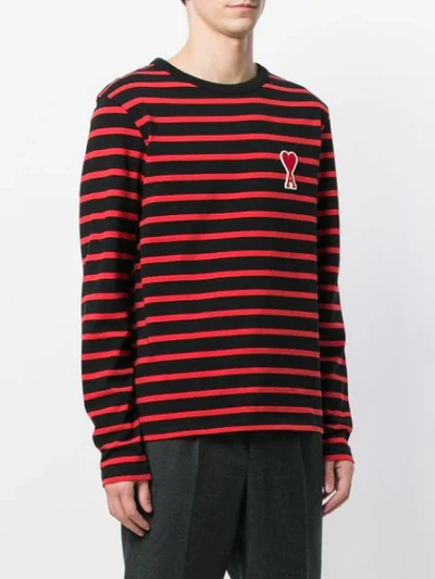 Shop Ami Alexandre Mattiussi Ami De Coeur Long Sleeved T-shirt In 009 Black/red