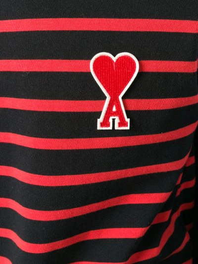 Shop Ami Alexandre Mattiussi Ami De Coeur Long Sleeved T-shirt In 009 Black/red