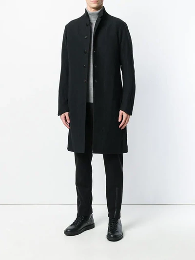 Shop Devoa Pinstriped Coat In Black