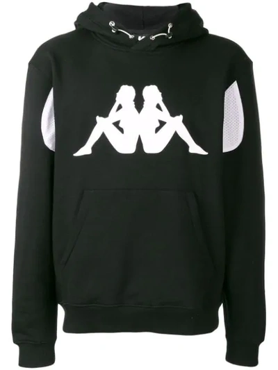 Shop Kappa Logo Print Hoodie In Black