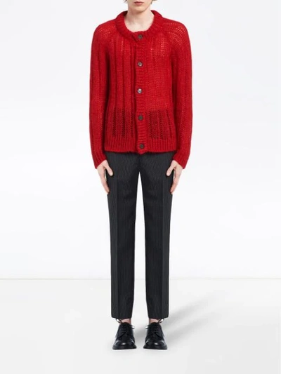 Shop Prada Chunky Knit Cardigan - Red