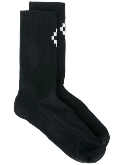 Shop Marcelo Burlon County Of Milan Logo Knit Socks In Black