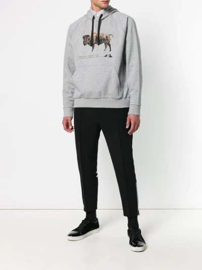 Shop Lanvin Bull Print Hoody In Grey