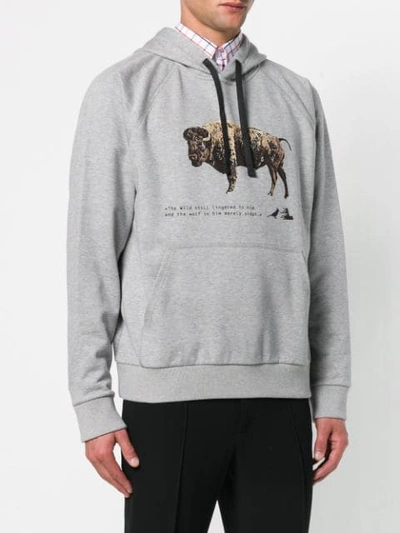 Shop Lanvin Bull Print Hoody In Grey