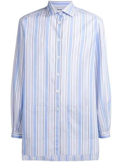 Shop Gucci Striped Oversized Shirt In Blue