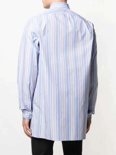 Shop Gucci Striped Oversized Shirt In Blue
