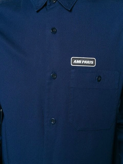 Shop Ami Alexandre Mattiussi Ami Paris Patch Shirt In Blue