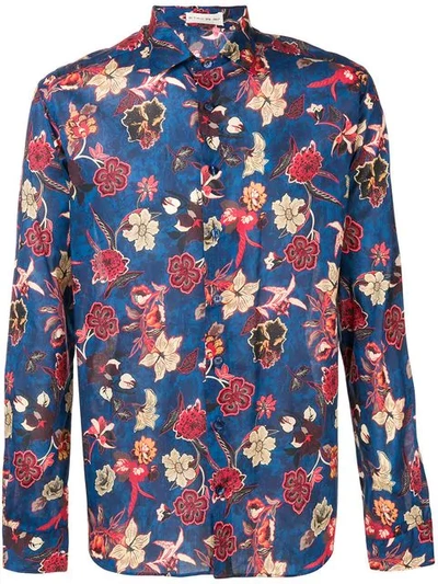 Shop Etro Floral Button-up Shirt In Blue