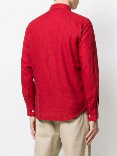 Shop Aspesi Slim-fit Linen Shirt In Red