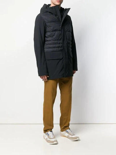 Shop Canada Goose Padded Hooded Coat In Black