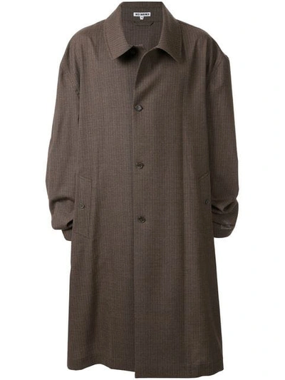 Shop Hed Mayner Ruched Sleeve Coat In Brown