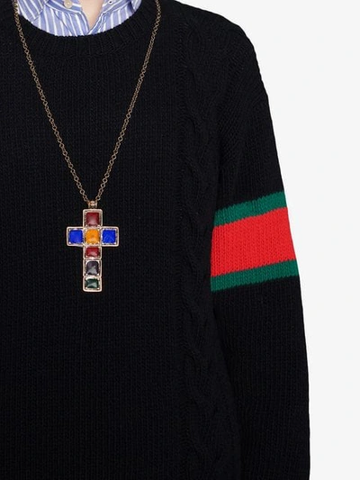 Shop Gucci Cable Knit Jumper In Black