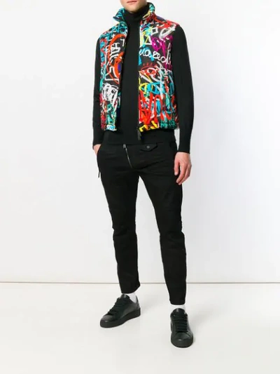 Shop Dsquared2 Graffiti Print Gilet - Multicolour