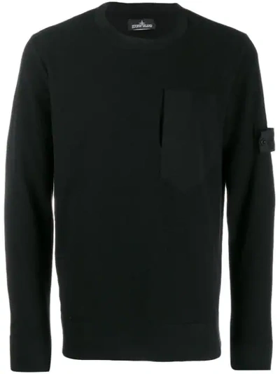 Shop Stone Island Textured Knit Sweater In V0029  Black
