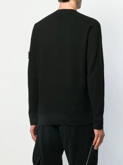 Shop Stone Island Textured Knit Sweater In V0029  Black