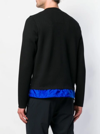 Shop Prada Contrasting Hem Knitted Sweatshirt In Black ,blue