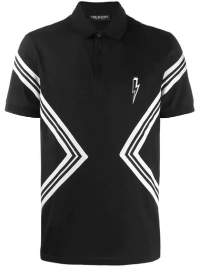 Shop Neil Barrett Contrast Stripe Polo Shirt In Black