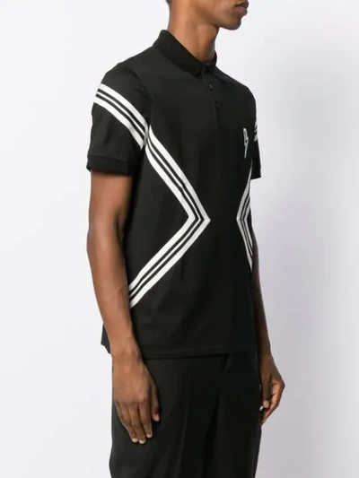 Shop Neil Barrett Contrast Stripe Polo Shirt In Black