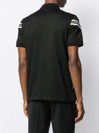 Shop Neil Barrett Contrast Stripe Polo Shirt In Black