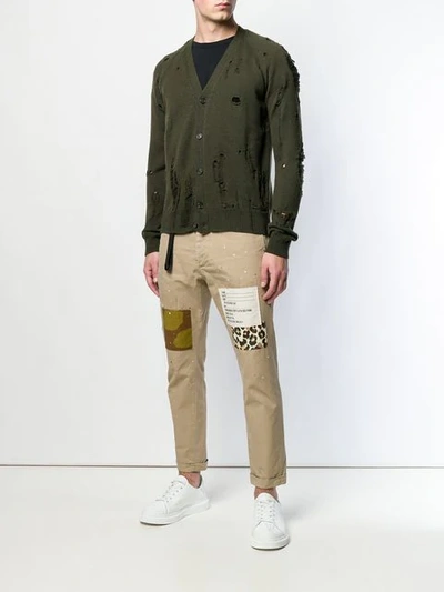 Shop Dsquared2 Patch Detail Chinos In Brown