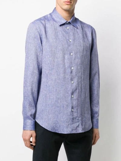 Shop Emporio Armani Plain Button Shirt In Purple