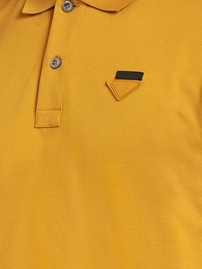 Shop Prada Logo Polo Shirt In Yellow