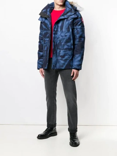 Shop Canada Goose Printed Hooded Jacket In Blue
