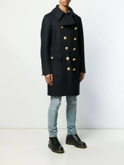 Shop Dsquared2 Double-breasted Coat In Blue