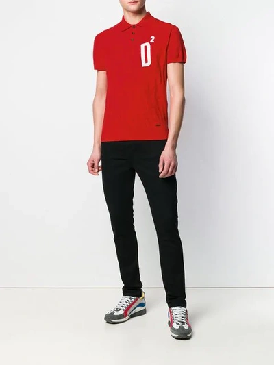 Shop Dsquared2 Logo Knit Polo Shirt In Red