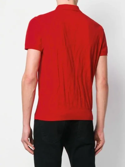 Shop Dsquared2 Logo Knit Polo Shirt In Red