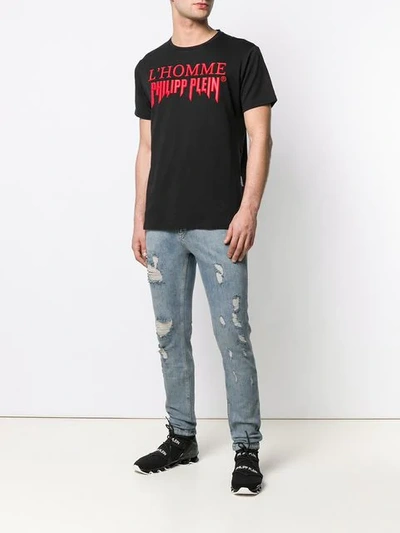 PHILIPP PLEIN DISTRESSED SKINNY JEANS - 蓝色