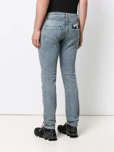 PHILIPP PLEIN DISTRESSED SKINNY JEANS - 蓝色