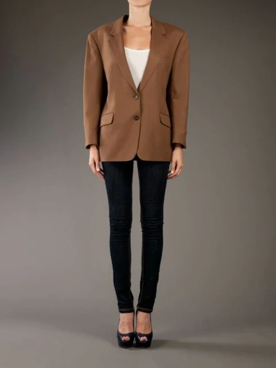 Shop Burberry Vintage Long-sleeve Buttoned Blazer - Brown