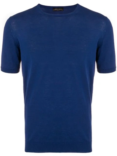 ROBERTO COLLINA 基本款T恤 - 蓝色