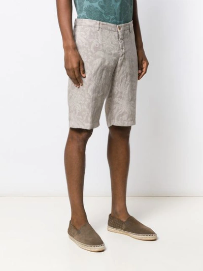 Shop Etro Floral Print Chino Shorts In Grey