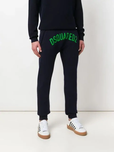Shop Dsquared2 Logo Printed Joggers In Blue