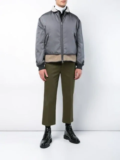 Shop Oamc Layered Bomber Jacket In Grey