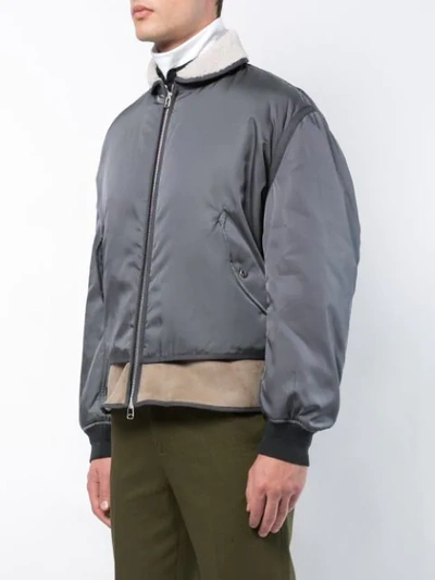Shop Oamc Layered Bomber Jacket In Grey