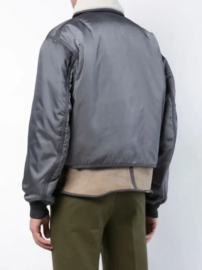 Shop Oamc Layered Bomber Jacket In Grey