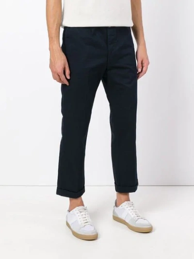 Shop Visvim Cropped Tailored Trousers - Blue